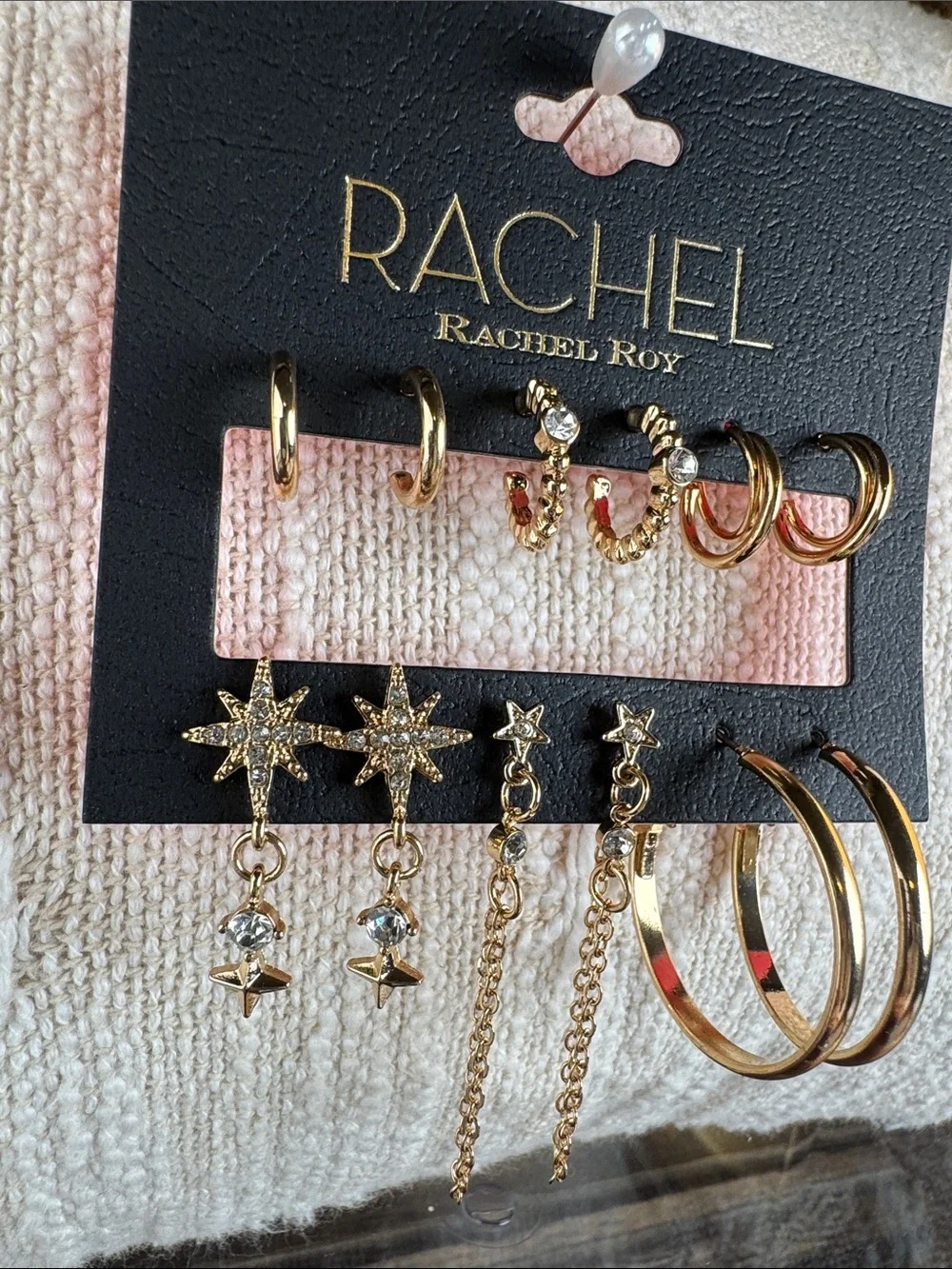 0559-RACHEL‎ Rachel Roy Gold-Tone 6 pc Mixed Earring Set